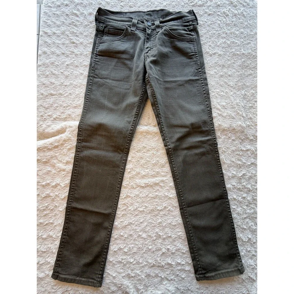 Levi's Slim Straight olive green Denim Jeans 5-Pocket Button Zip Cotton 29x30